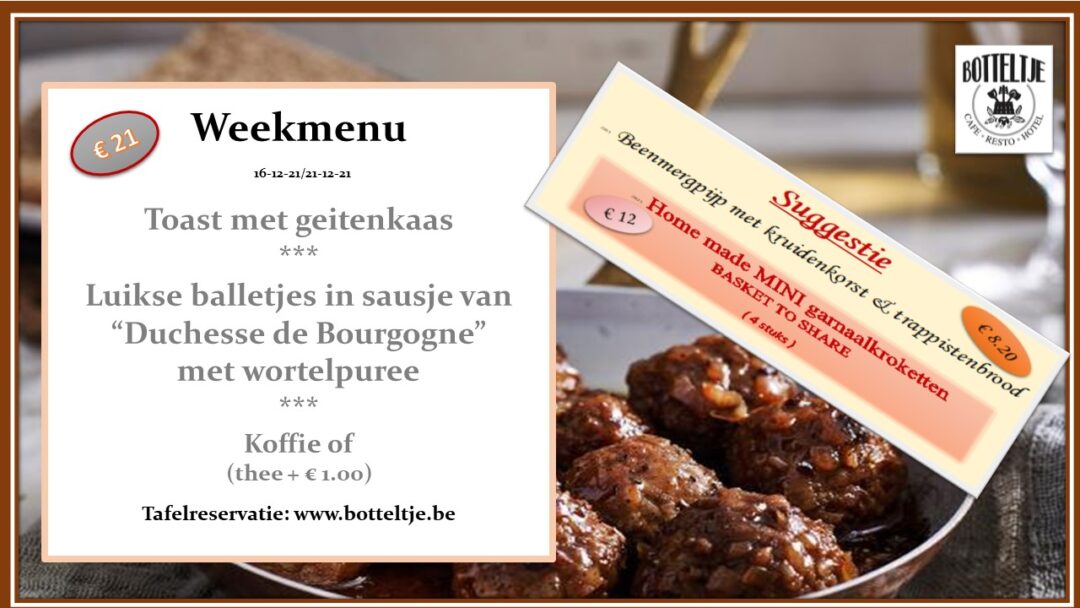 weekmenu 1612 week menu cafe botteltje