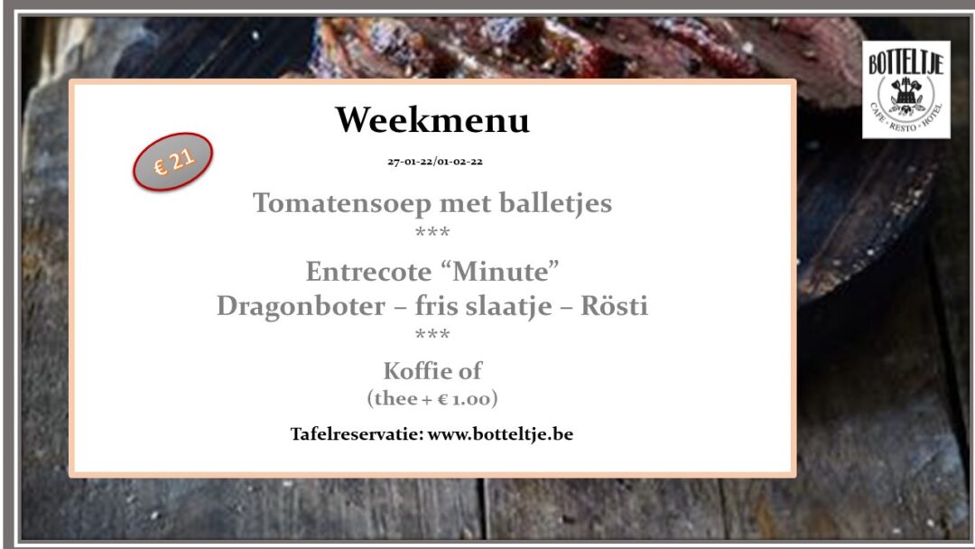 week menu café Botteltje oostende