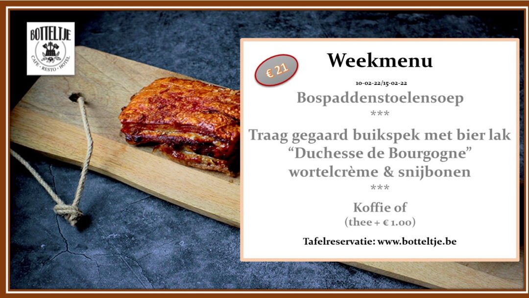 weekmenu cafe boteltje hotel