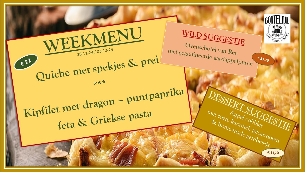 weekmenu 2811 week menu café botteltje oostende kusthotel